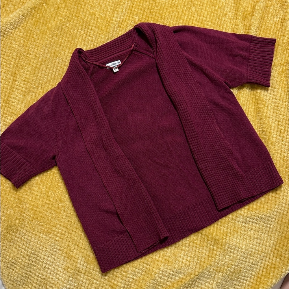 Maroon Short Sleeve Cardigan - Picture 2 of 5